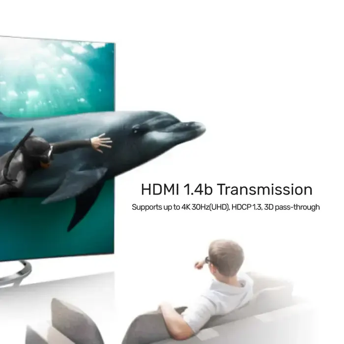 KVM/HDMI სვიჩი V1109A, UNITEK 4K HDMI 1.4b Splitter 1 In 4 Out, Color: Space Grey and Black