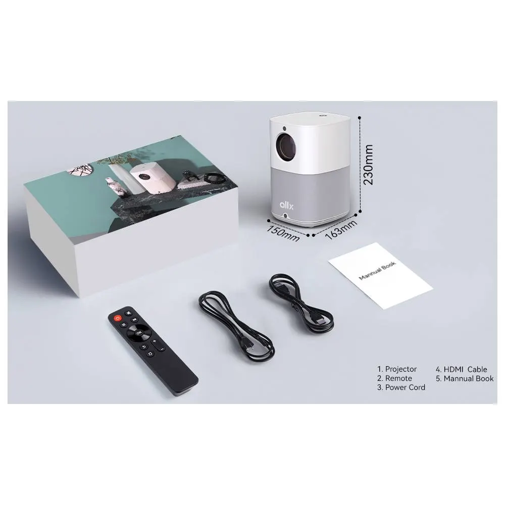 პროექტორი ALLX AX-PF320W, LCD Projector, FHD 1920x1080, 320Lm, White