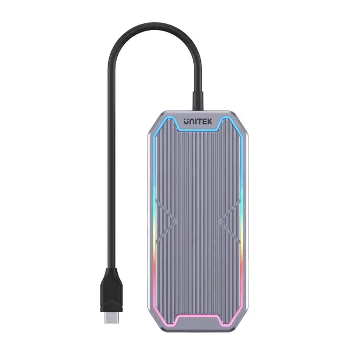 D1029A,UNITEK, 7-in-1 USB-C 10Gbps Hub with RGB Light (2*USB-A 10Gbps+USB-C 10Gbps+HDMI 4K60Hz+Gigabit Ethernet+Audio+PD 100W