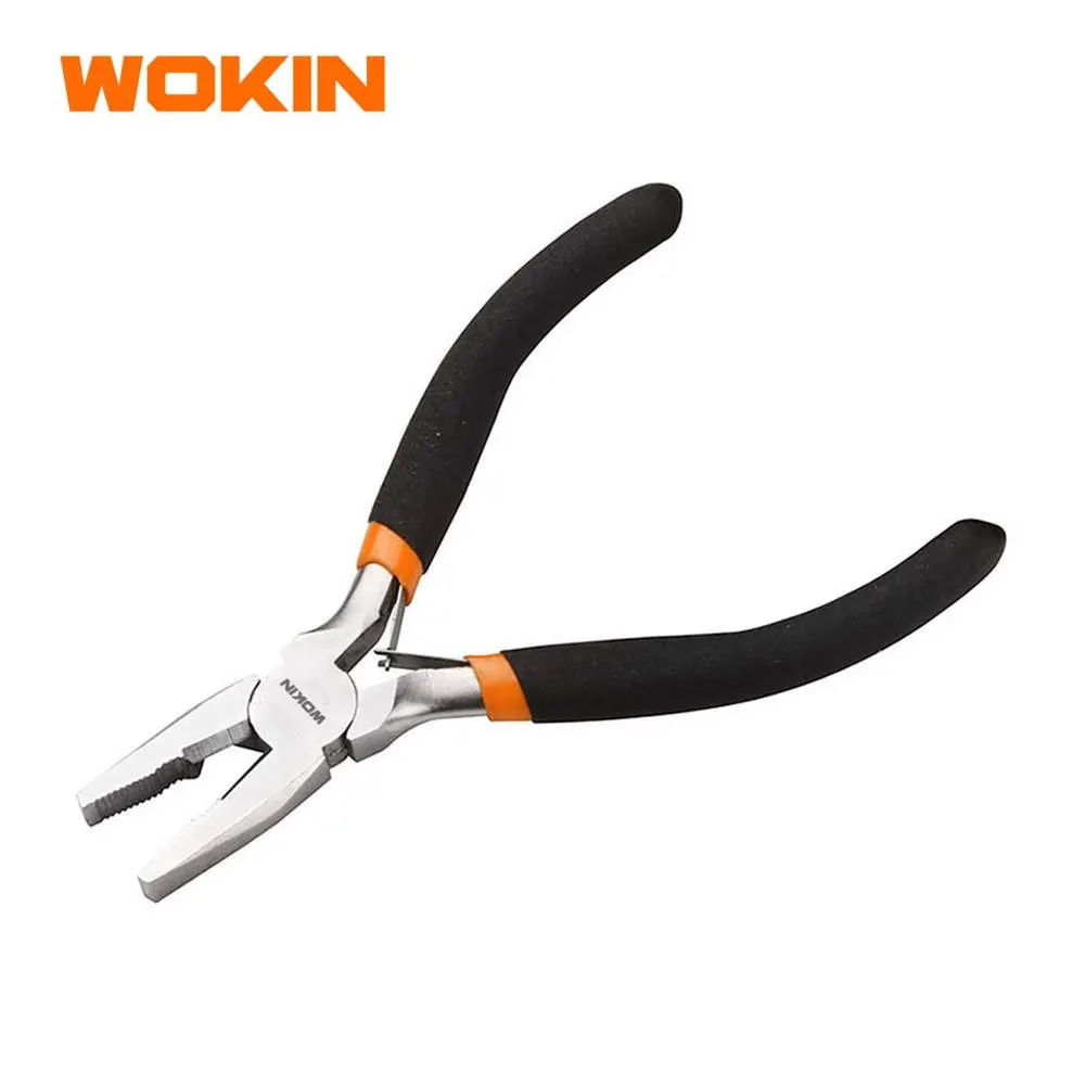 მინი ბრტყელტუჩა რეზინის სახელურით Wokin 102045, 115MM, 4.5″, MINI COMBINATION PLIERS, Black