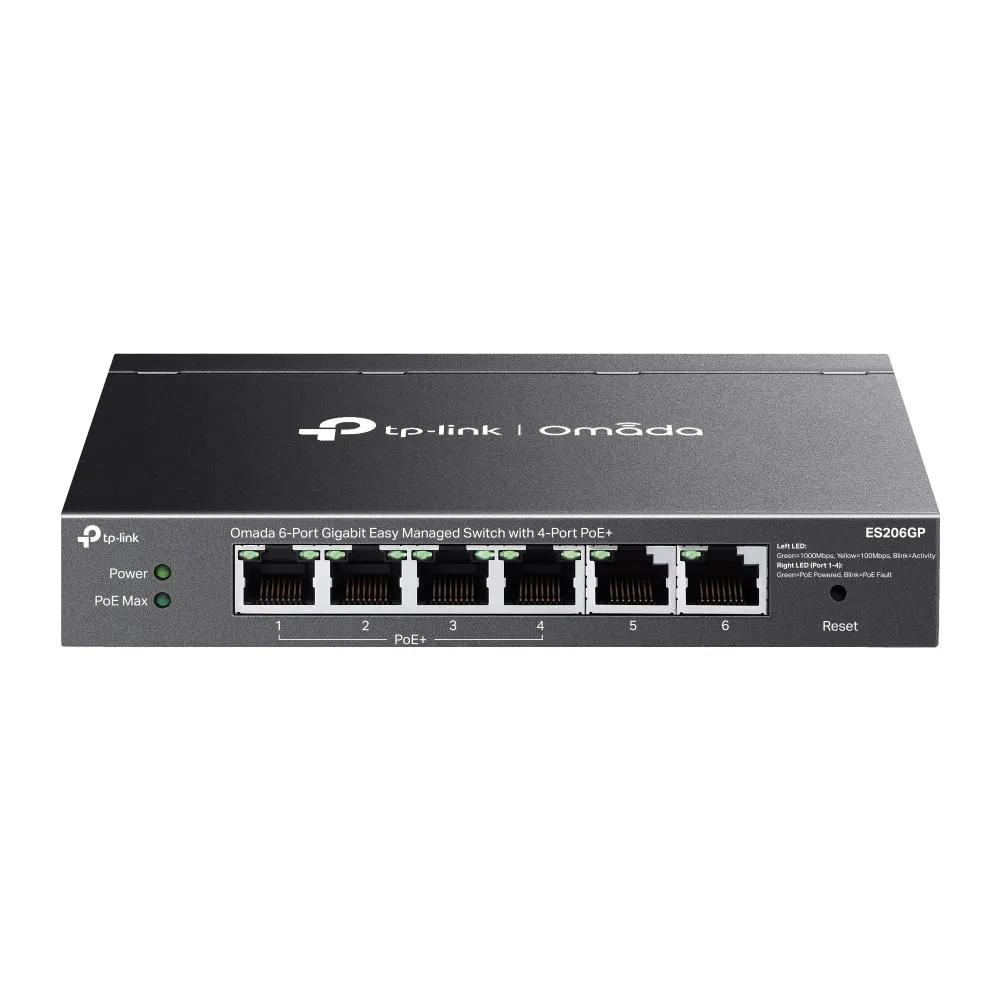 TP-Link, Omada ES206GP, 6-Port Gigabit Easy Managed Switch with 4-Port PoE+