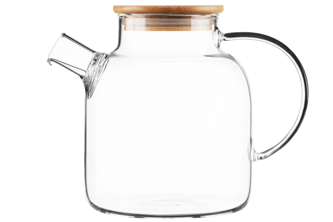 ჩაიდანი Ardesto Teapot Gemini 1500ml, borosilicate glass, bamboo, transparent
