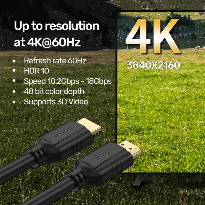 C11079BK-5M UNITEK 5M, HDMI 2.0 Male to Male Cable