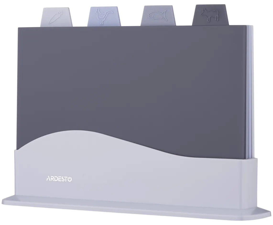 საჭრელი დაფა Ardesto Cutting board set with stand Fresh, 4pcs, 23.8x33.8x7cm, plastic