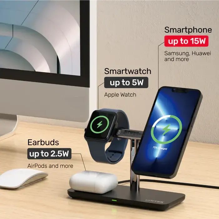 P1212A, UNITEK, 3 in 1 Magnetic Wireless Charger..