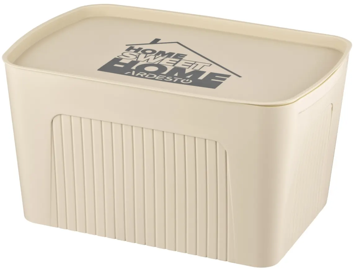 შესანახი კონტეინერი Ardesto Storage box with lid 45.5x31x24.5cm, 23l, plastic PP, beige