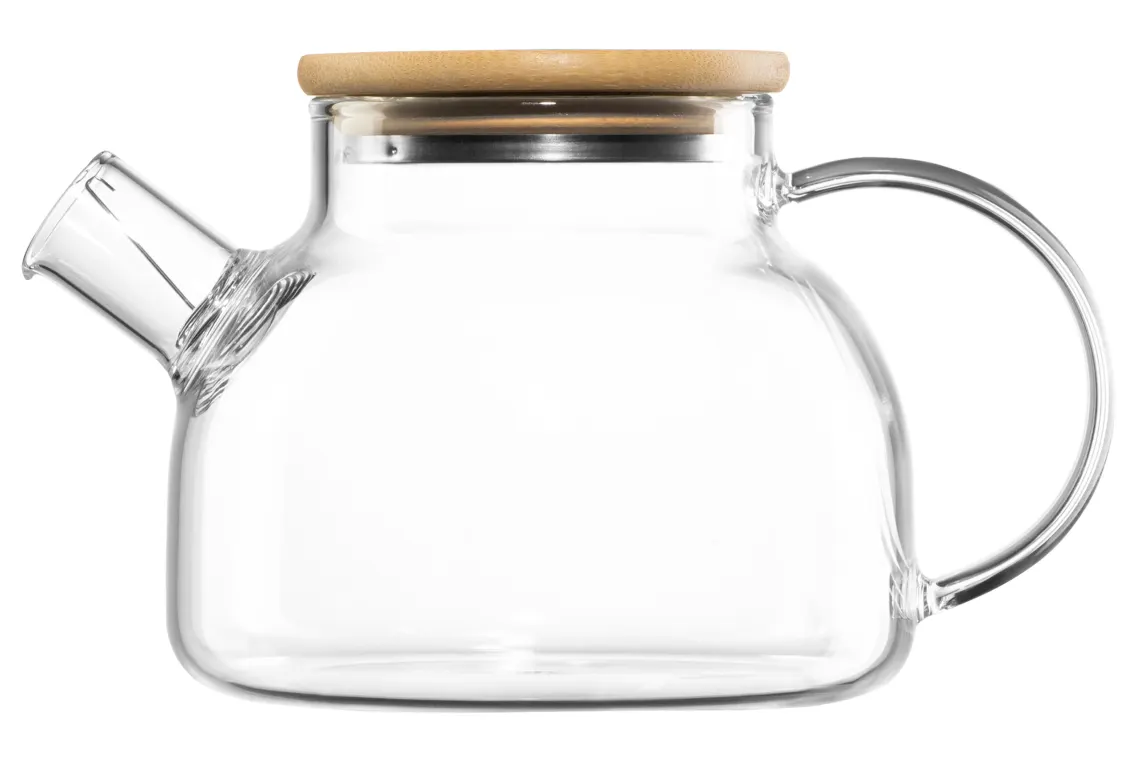 ჩაიდანი Ardesto Teapot Gemini 800ml, borosilicate glass, bamboo, transparent
