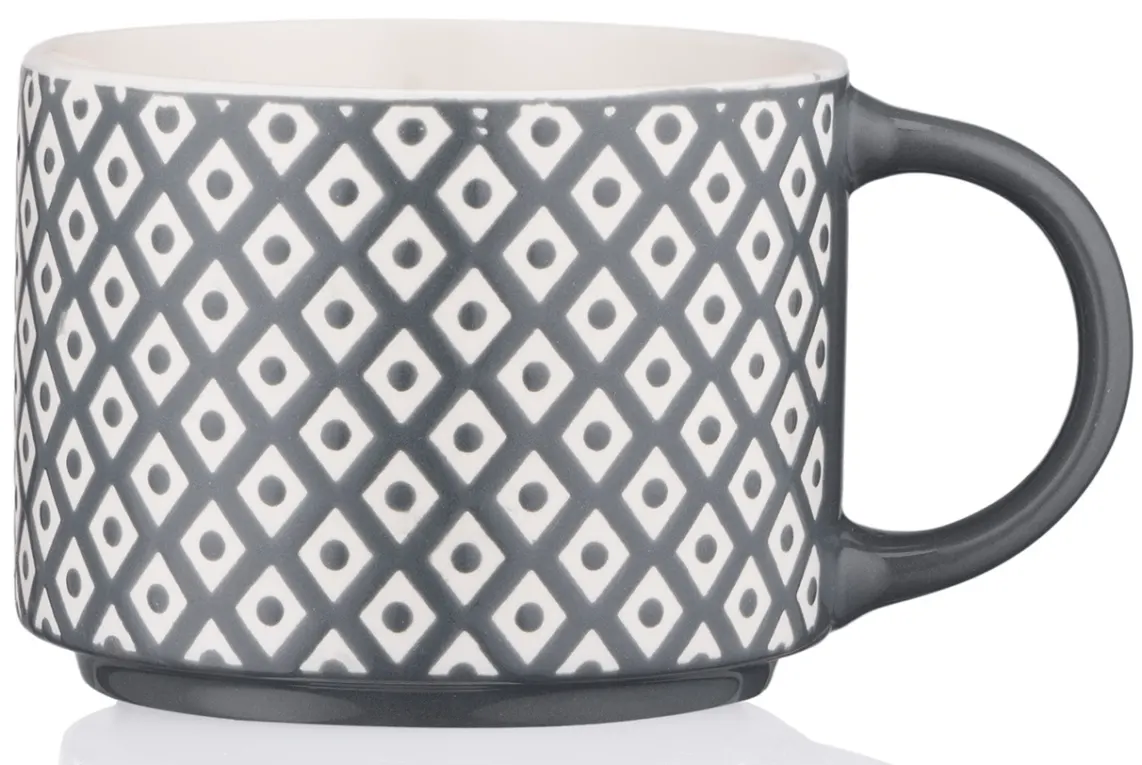 კათხა Mug ARDESTO Weaving E, 330ml, new bone china, white-black