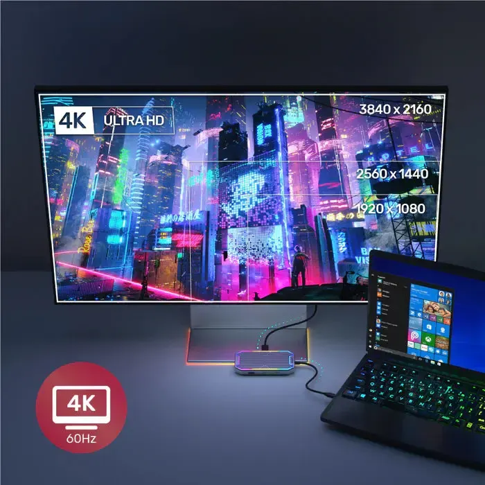 D1029A,UNITEK, 7-in-1 USB-C 10Gbps Hub with RGB Light (2*USB-A 10Gbps+USB-C 10Gbps+HDMI 4K60Hz+Gigabit Ethernet+Audio+PD 100W