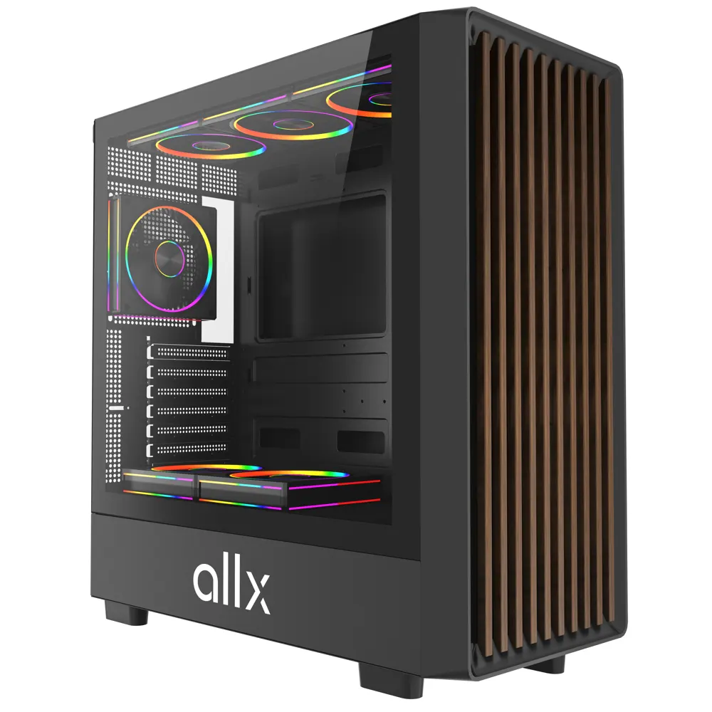 ქეისი ALLX AX-G2147, Computer Case, EATX, ATX, MATX, ITX, USB 3.0, USB, HD Audio, Black/Brown