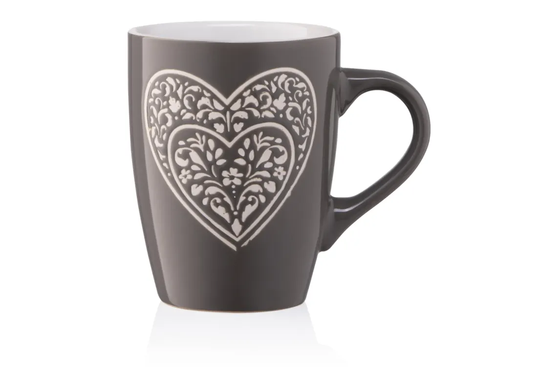 კათხა Mug ARDESTO Heart, 330ml, ceramics, dark grey