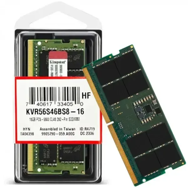 ოპერატიული მეხსიერება Kingston, RAM 16GB 5600MT/s DDR5 Non-ECC CL42 SODIMM.
