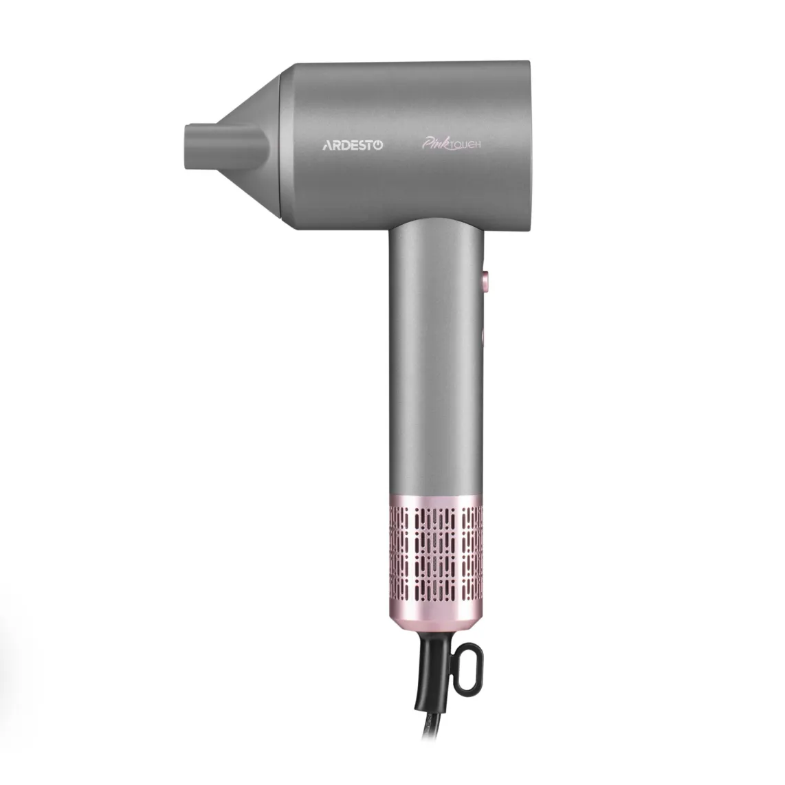 თმის საშრობი Ardesto Hair Dryer Pink,1600W, 2 speeds, 3 temperature settings, ionization, diffuser, magnetic attachments, gray+pink