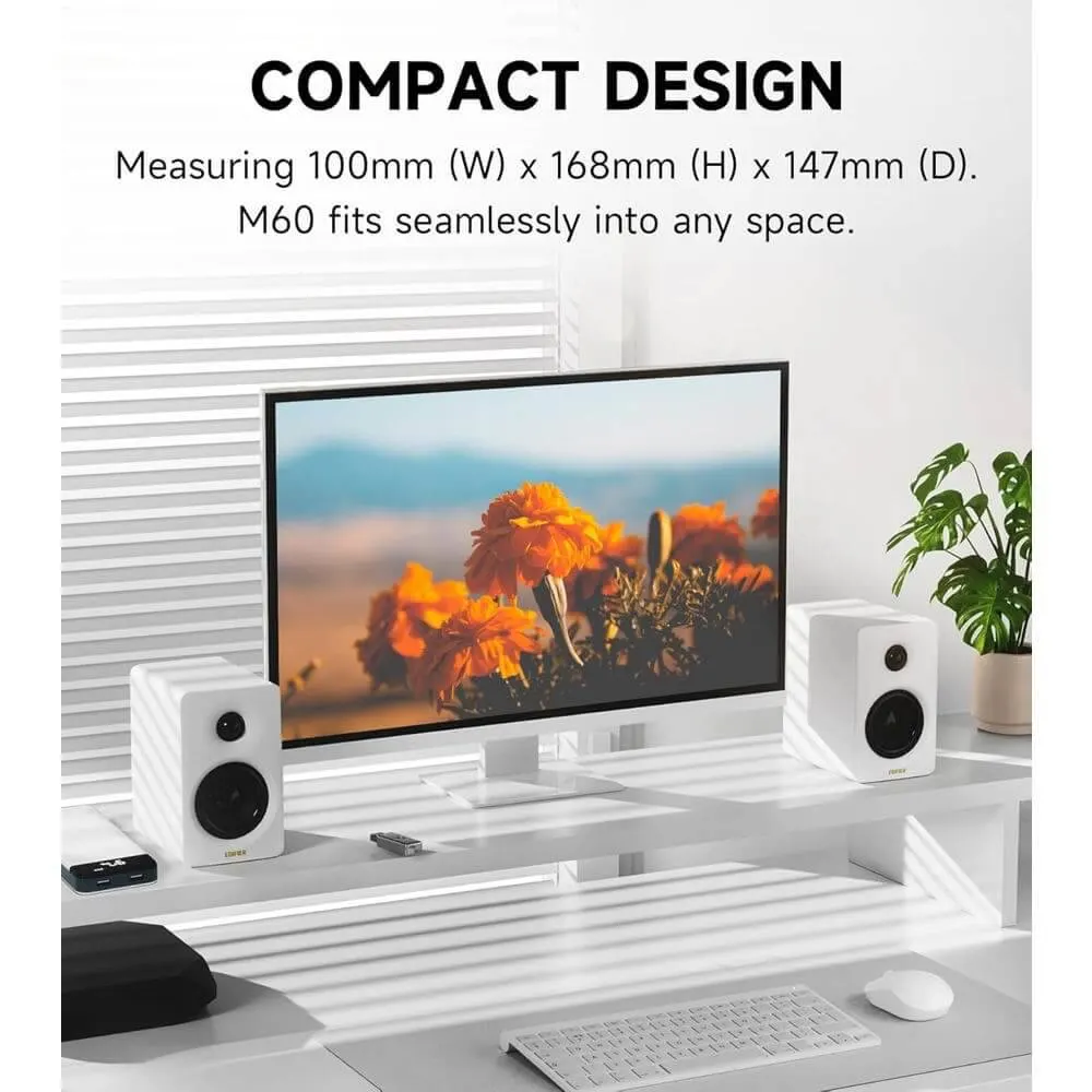 დინამიკი Edifier M60, 66W, Type-c, AUX, Bluetooth, Compact Desktop Speakers, White