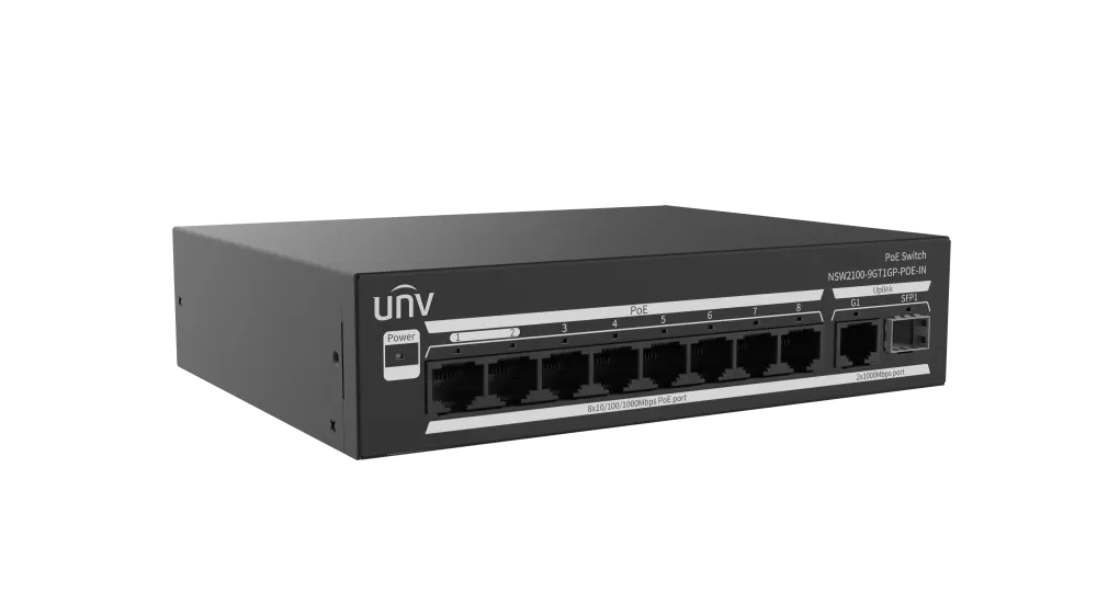 მართვადი PoE სვიჩი -  8P GE af/at, 1S, Uniview NSW2100-9GT1GP-POE-IN