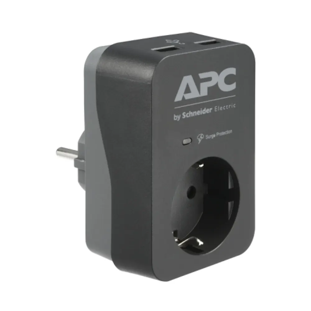 Adapter APC PME1WU2B-GR Essential, 1 Socket, USB-A, Black