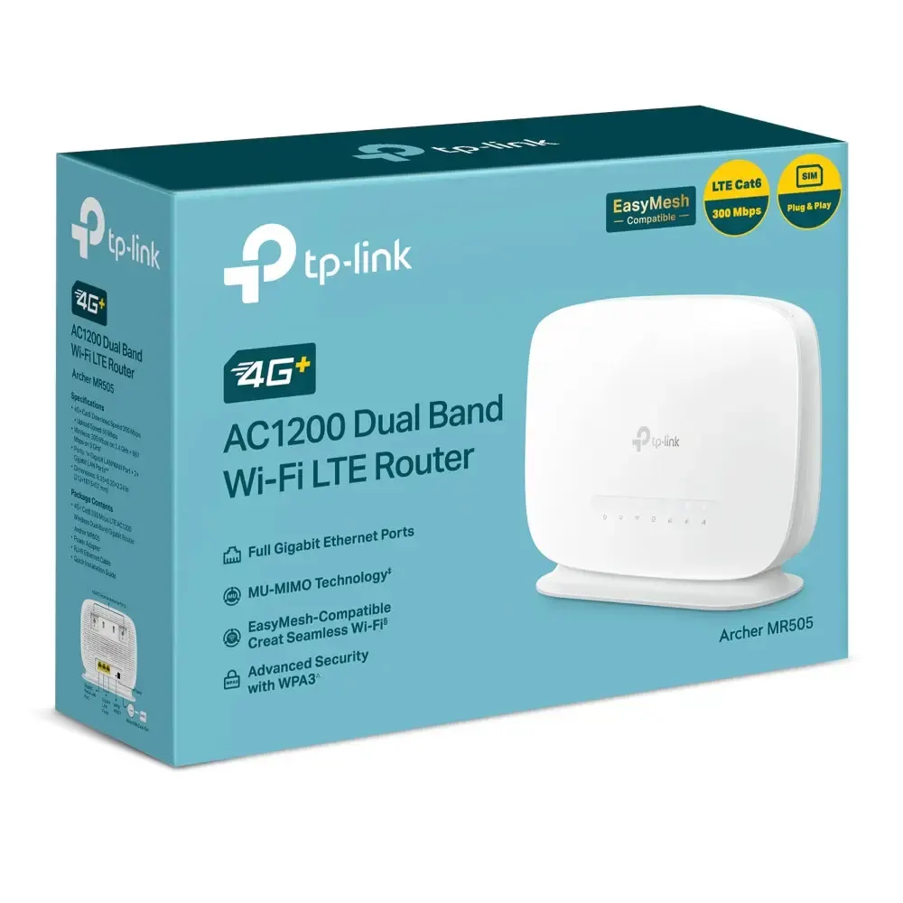 TP-Link, Archer MR505, 4G+ Cat6 AC1200 Wireless Dual Band Gigabit Router