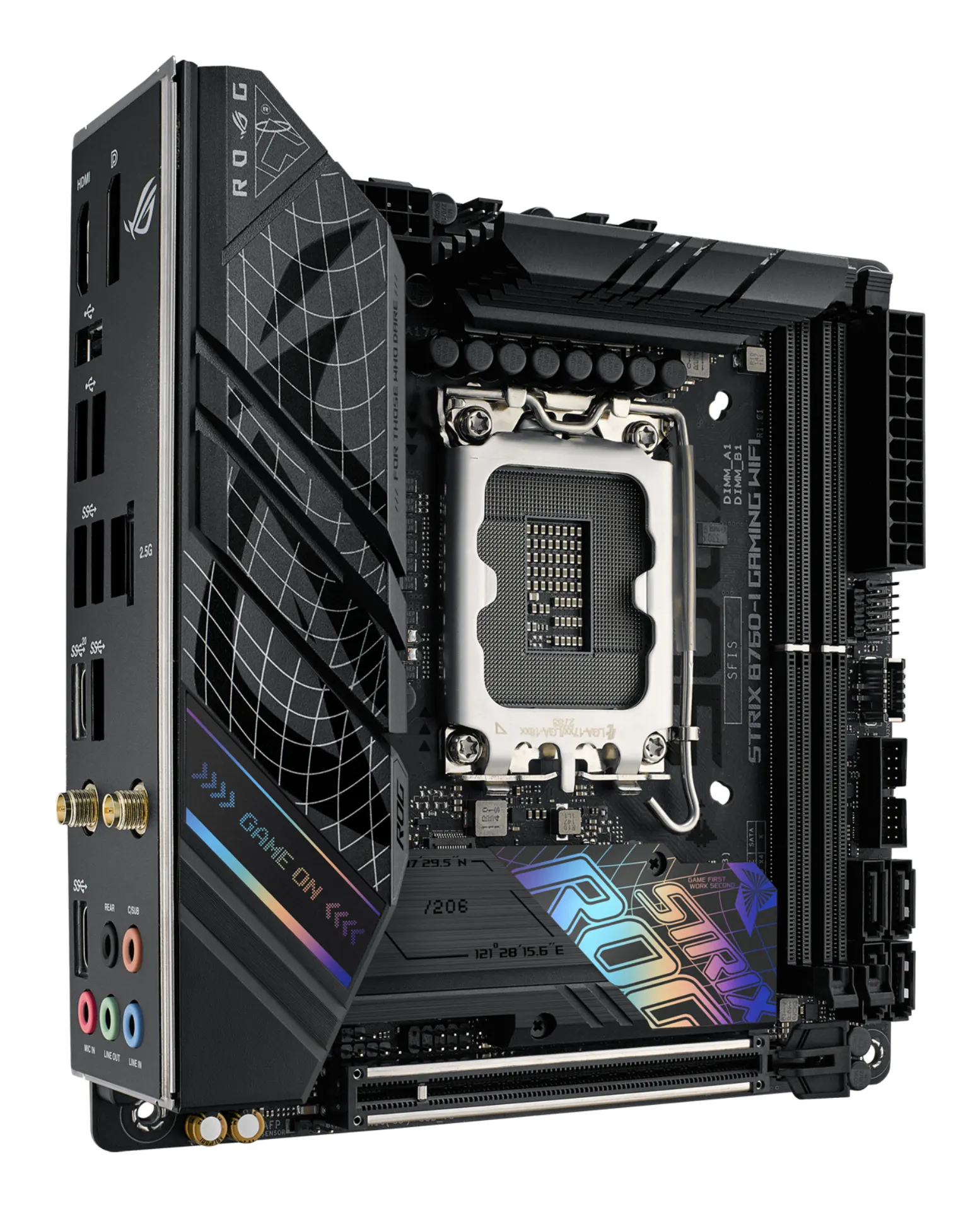 ASUS Motherboard ROG STRIX B760-I GAMING WIFI s1700 B760 2xDDR5 M.2 HDMI DP Wi-Fi BT mITX