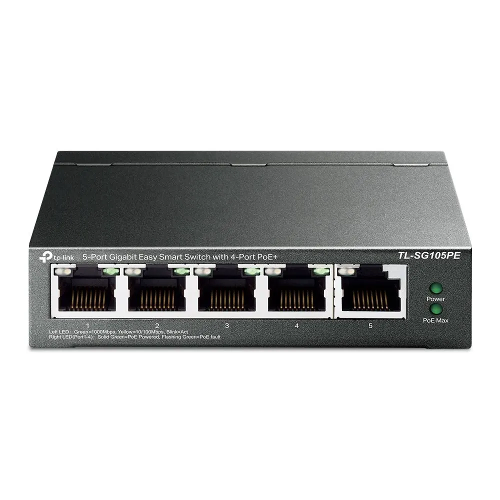 TP-Link, TL-SG105PE, 5-Port Gigabit Easy Smart Switch with 4-Port PoE+