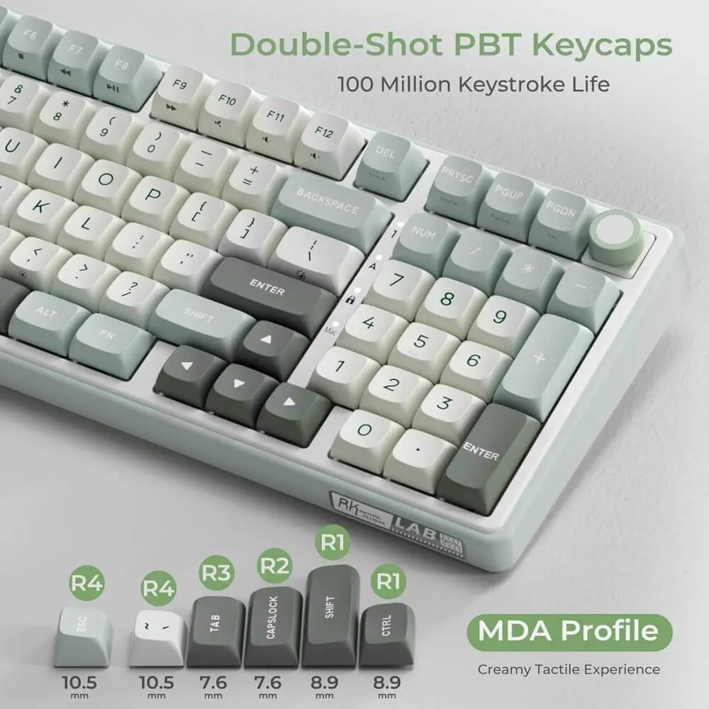 კლავიატურა Royal Kludge RK R98PRO-SK-XW RGB Mechanical Keyboard, Beige Switch, Hot Swappable, Wired, Sky Cyan