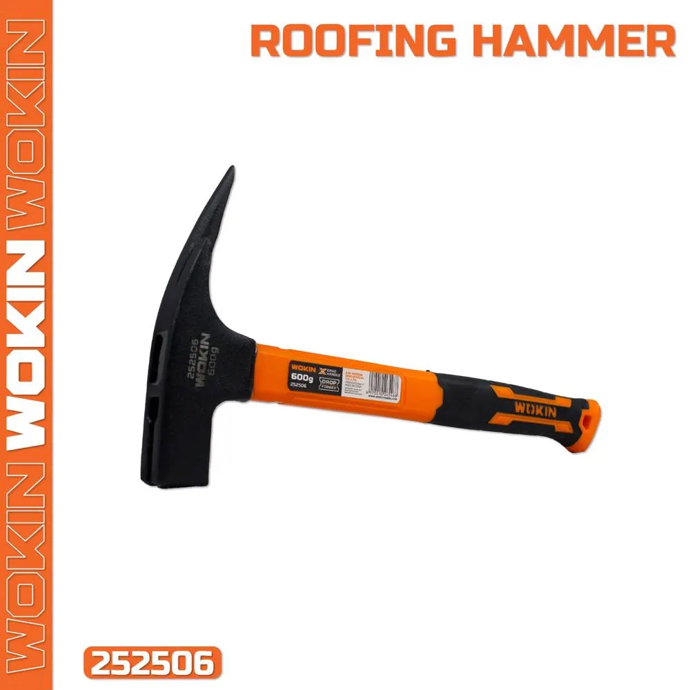 Hammer with rubber handle Wokin 252506, 600G, Roofing Hammer, Black/Orange