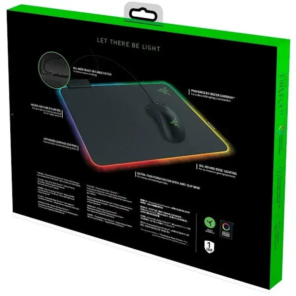 RZ02-03020100-R3M1 Razer Mouse Pad Firefly V2 RGB M Black (355х255х3mm)