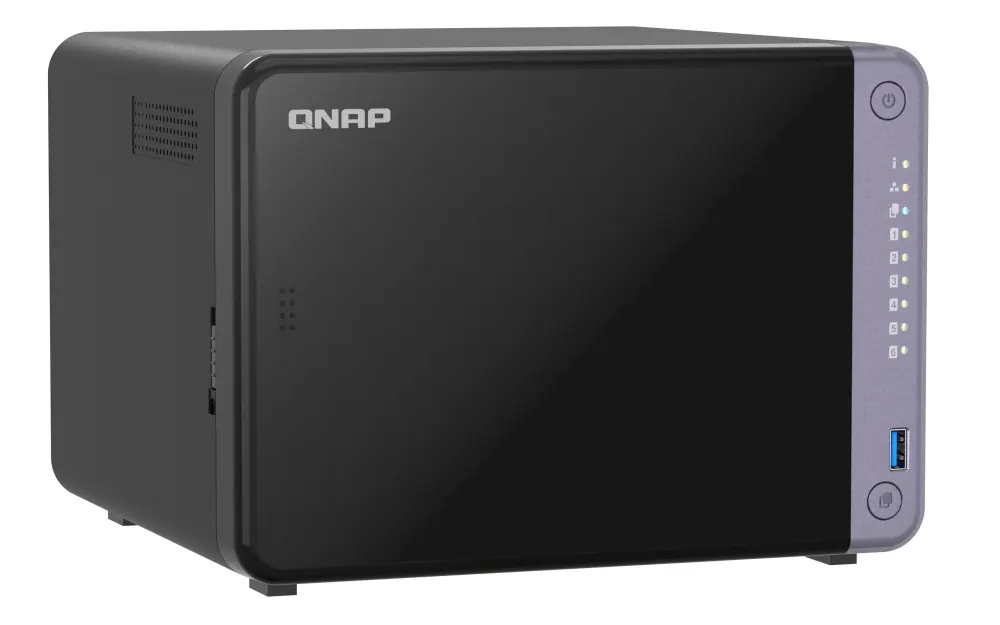 6-bay 3.5" desktop NAS, AL524 4C 2.0GHz, 4GB DDR4 RAM (max 16GB), 2 x 10GbE SFP+, 2 x 2.5GbE, 1 x PCIe Gen3, 2 x USB 3.2 Gen1
