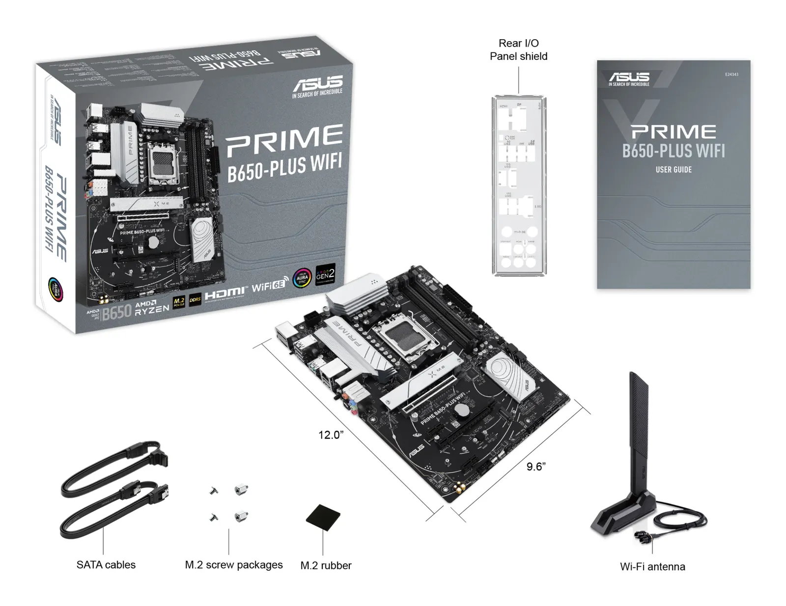 დედაპლატა ASUS Motherboard PRIME B650-PLUS WIFI sAM5 B650 4xDDR5 M.2 HDMI DP WiFi BT ATX