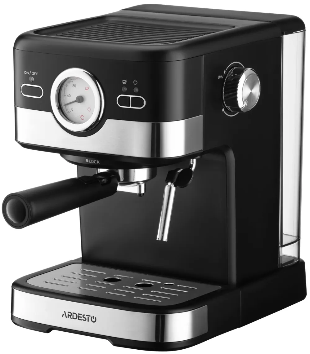 ყავის აპარატი Ardesto coffee maker carob 1.5l, ground, hand capuchino maker, black-silver