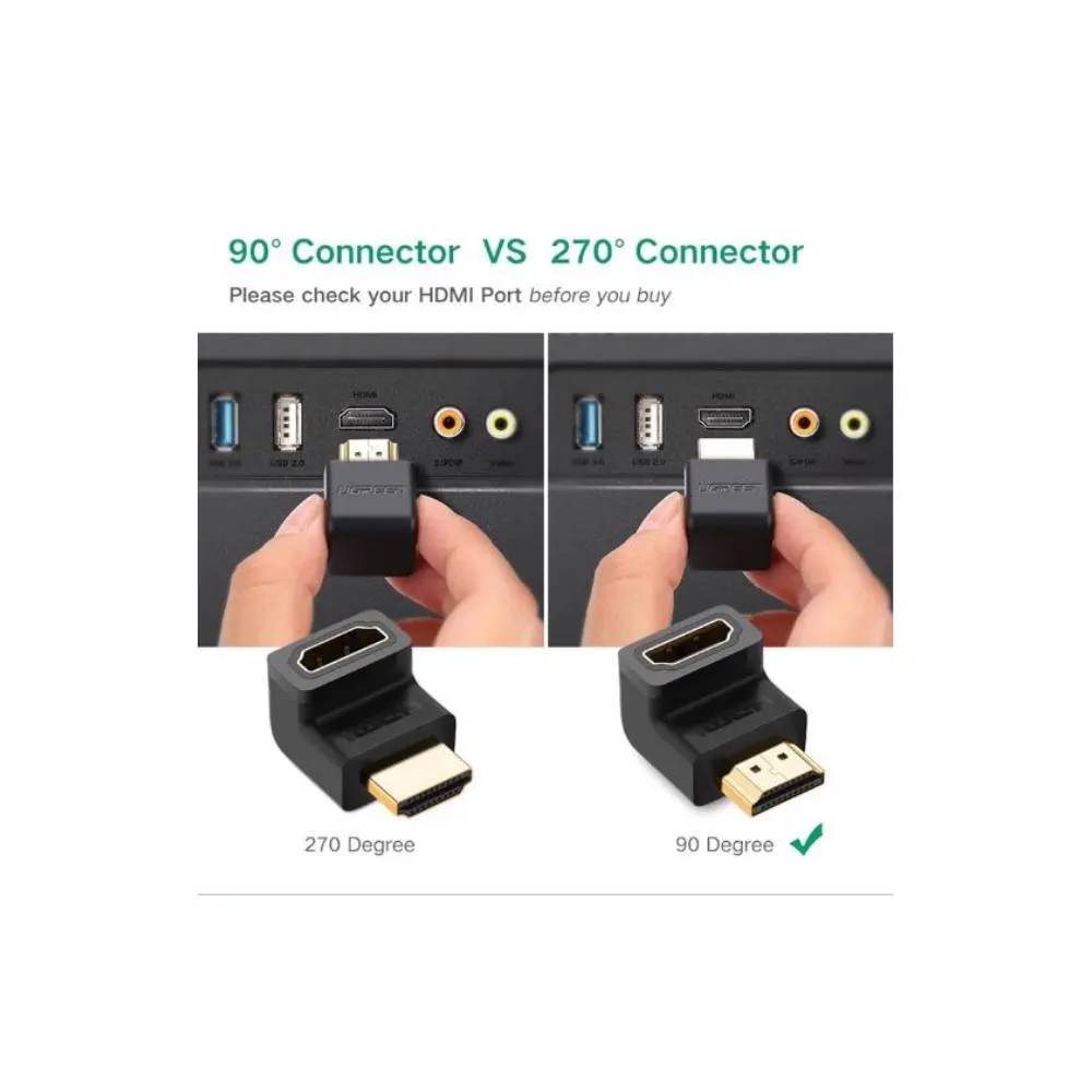 UGREEN HD112 (20109) HDMI Male to Female Adapter Down, Black