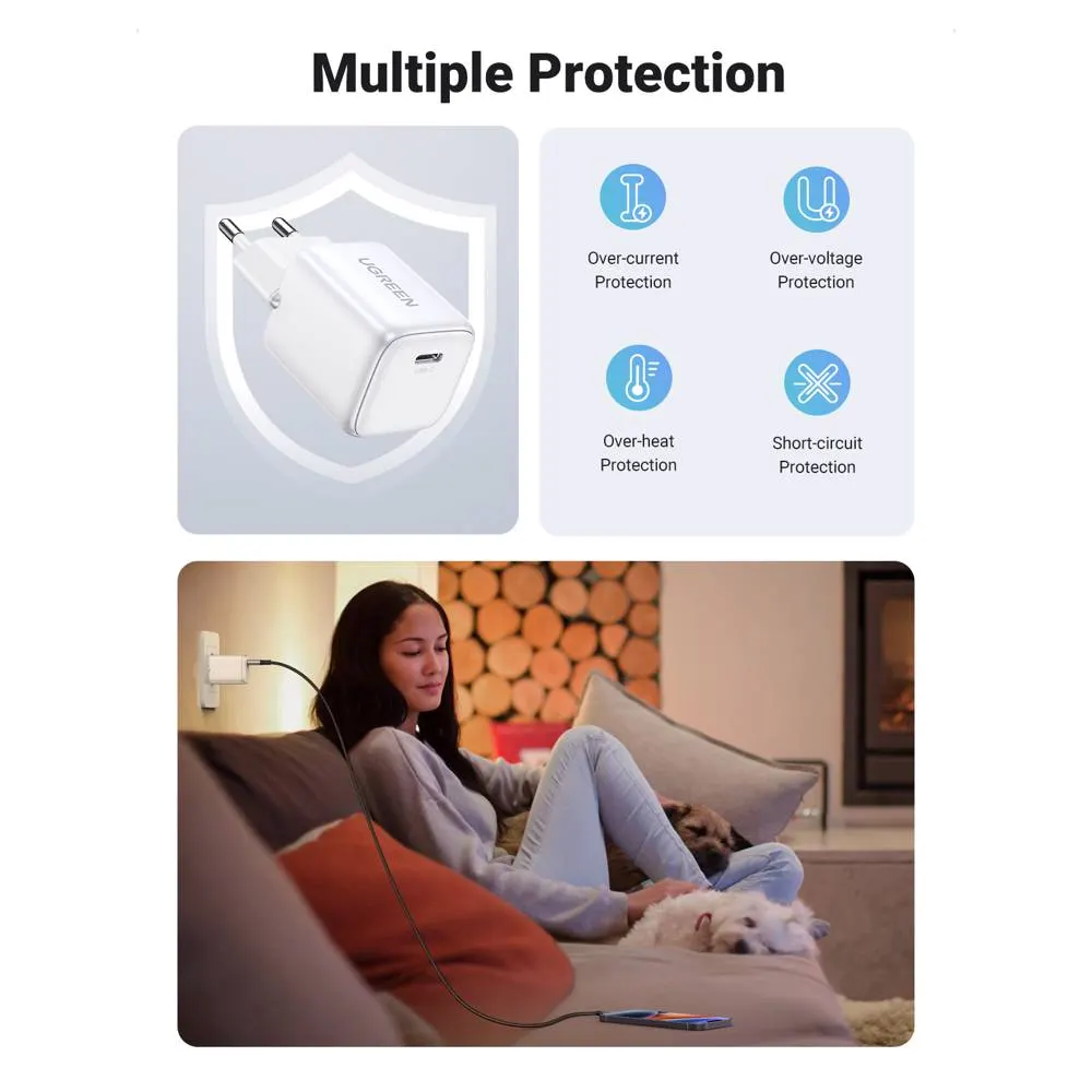Charger UGREEN CD319 (15326) Nexode, 30W, Single port, Type-C, White