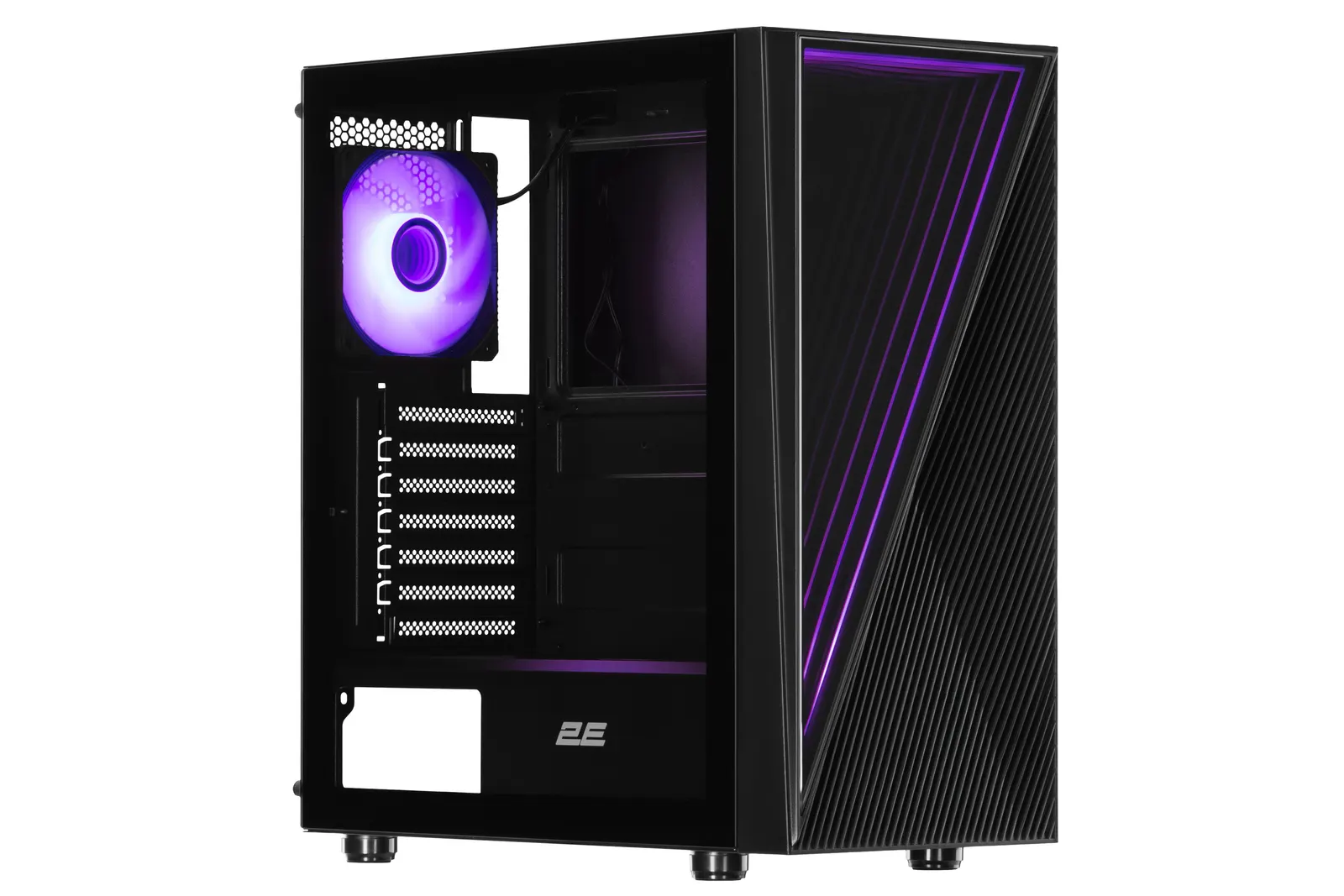 2E Gaming Computer case Infinity G205A, without PSU, 2xUSB 3.0, 1xUSB Type-C, 1x120mm ARGB, 2x120mm, ARGB strip, TG Side Panel, ATX, Black