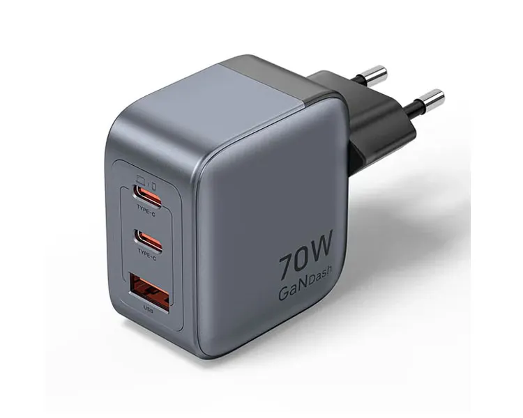 დამტენი Vention FEXH0-EU 2xUSB-C/USB-A GaN Charger (70W+70W+22.5W) Gray