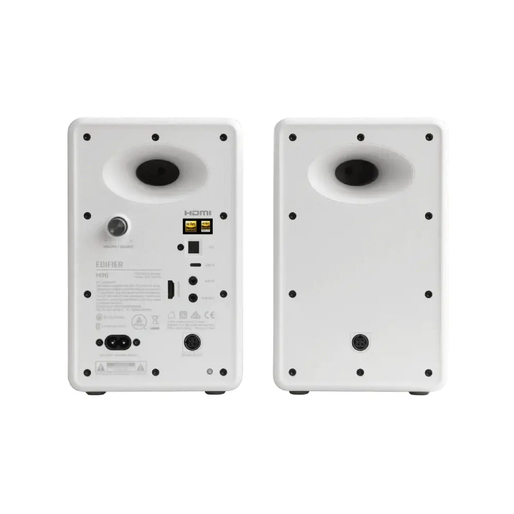 Edifier M90, 100W, HDMI eARC, Optical, Type-C, AUX, Bluetooth, Compact Active Speaker, White