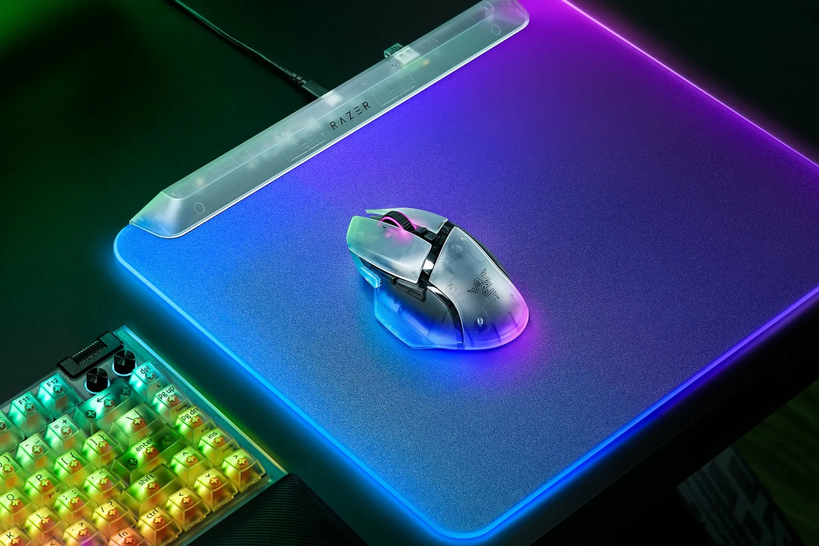 მაუსი Razer Mouse Basilisk V3 Pro 35K, RGB, USB-A/WL/BT, Phantom White Ed