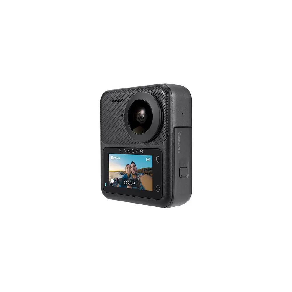 KanDao Q23G-02 QooCam 3, 62MP, 360 Action Camera Travel Combo, Black