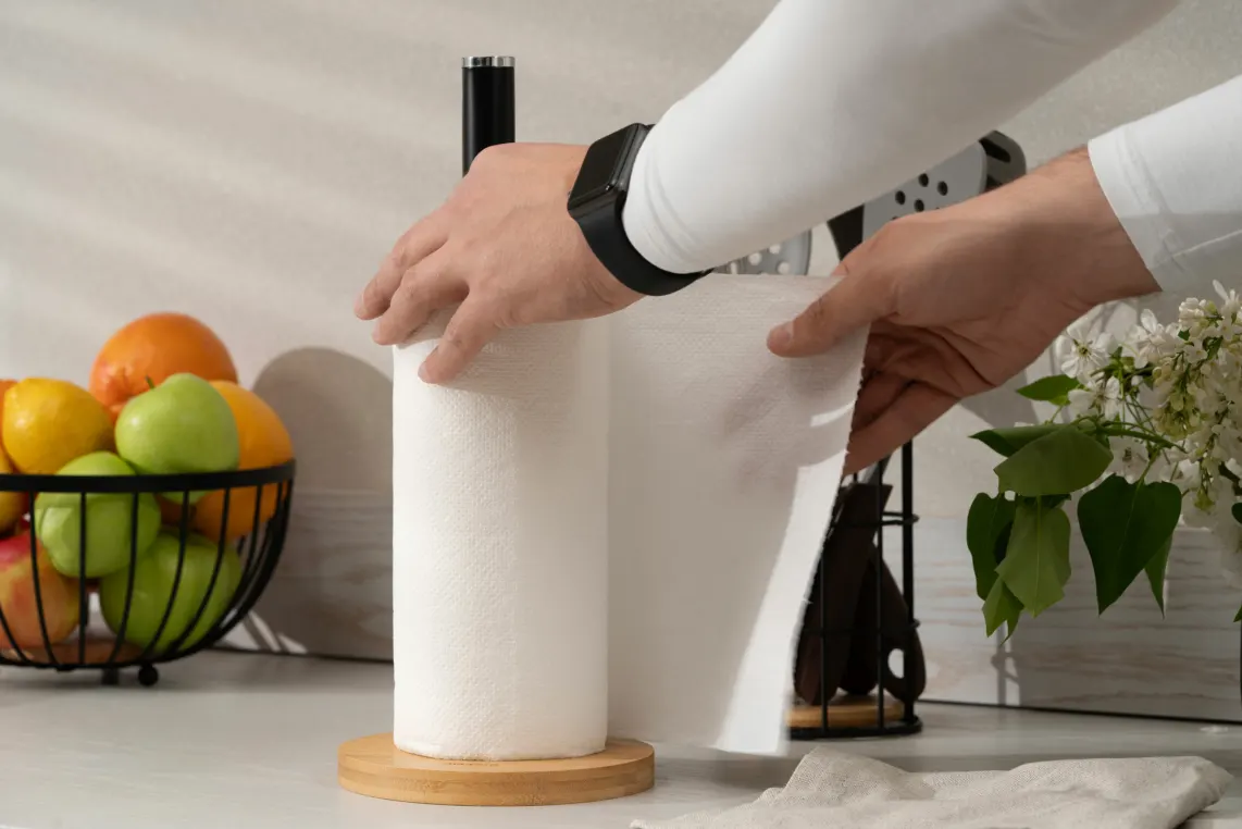 ხელსახოცის სადგამი Ardesto Paper Towel Holder Midori 15x34cm, metal, bamboo, black