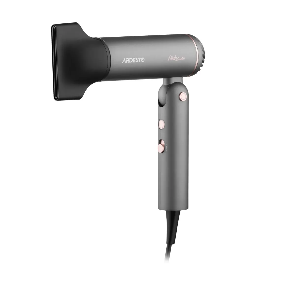 ARDESTO Hair Dryer Pink Touch, 1300W, 2 speeds, 3 heat setting, foldable handle, gray+pink