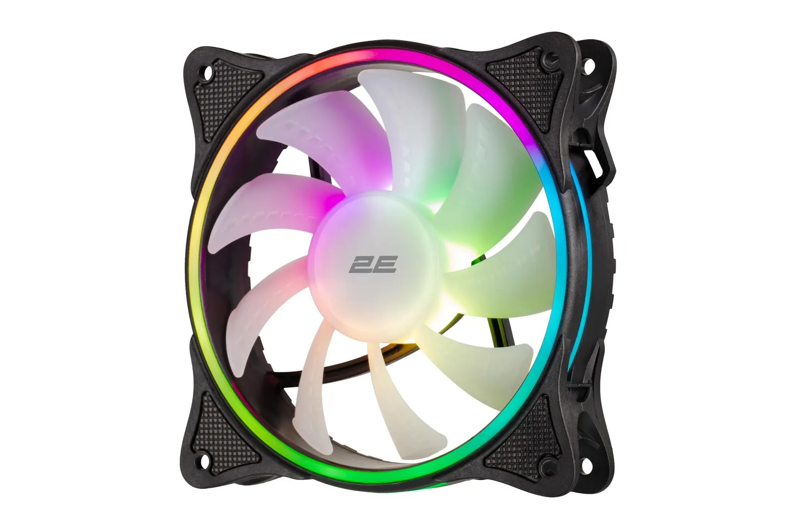 ქეისის ვენტილატორი 2E GAMING Case fan (F120OI-ARGB), 120mm, 3+3pin 5V Aura, white blades, black frame,outer-inner LED