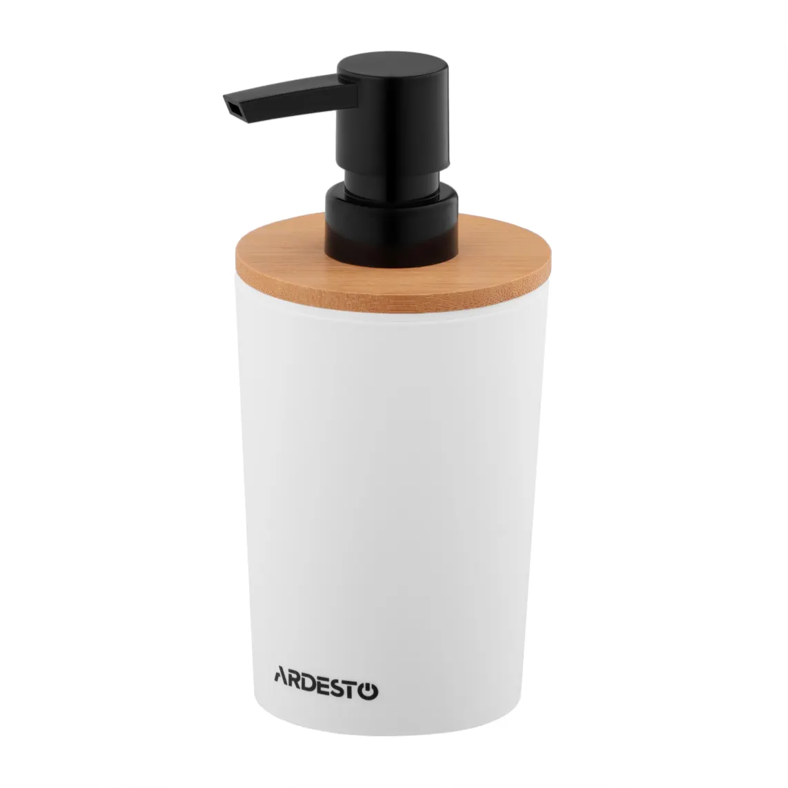 საპნის დისპენსერი Ardesto Soap dispenser Minimalism 380ml, polypropylene, bamboo, white