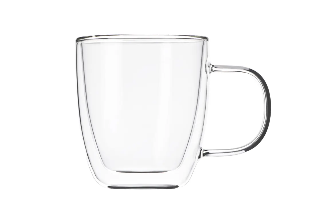 Ardesto Doublewall mug set with handles, 310ml, 10.2cm, 2pcs, borosilicate glass, transparent