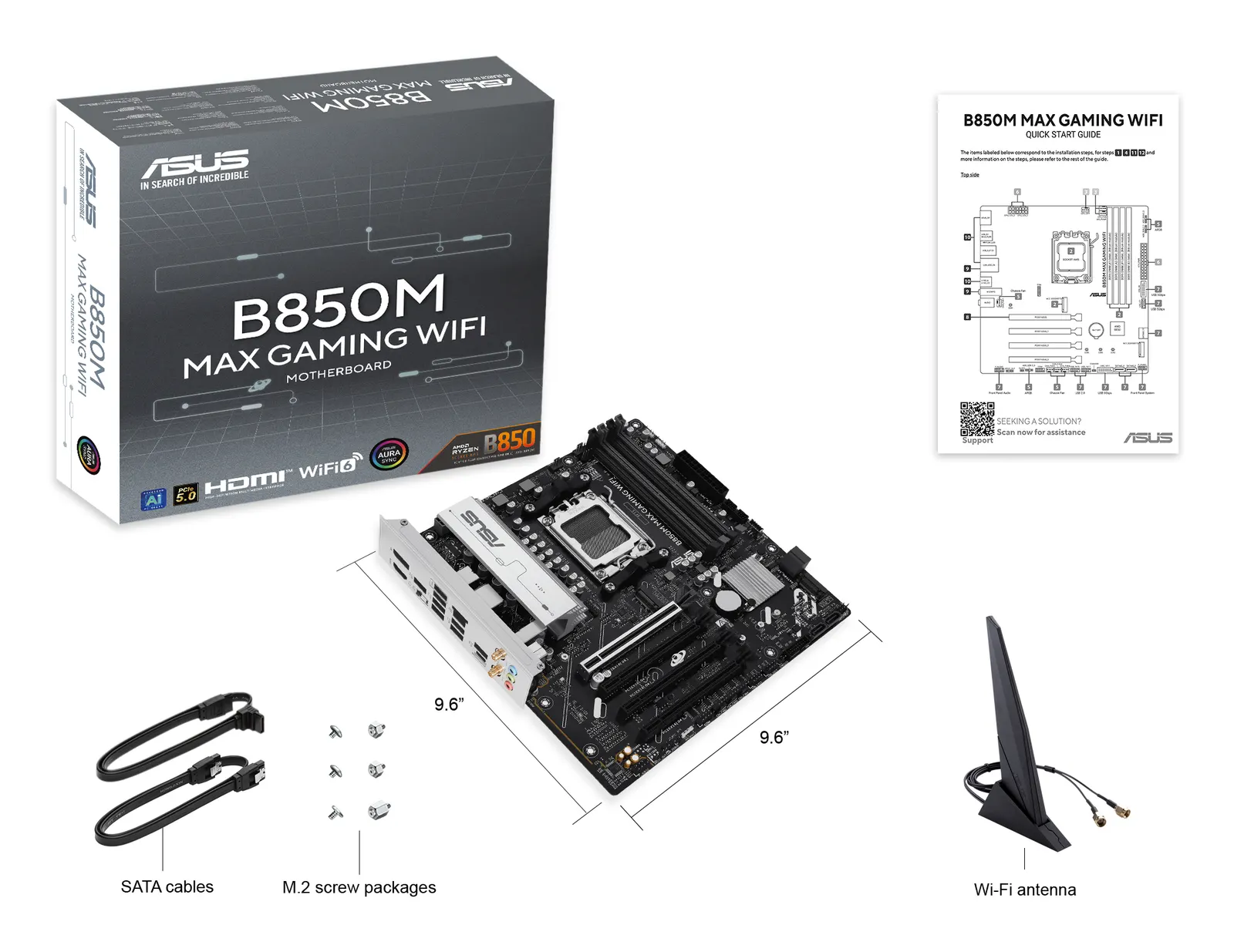 დედაპლატა ASUS Motherboard B850M MAX GAMING WIFI sAM5 B850 4xDDR5 M.2 HDMI DP WiFi BT mATX