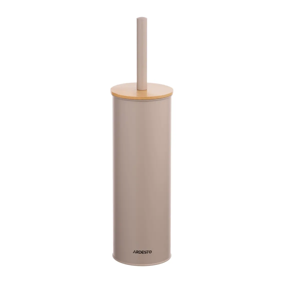 უნიტაზის ჯაგრისი Toilet brush set with stand Ardesto Minimalism, 9.5x27.5/38cm, metal, polypropylene, bamboo, beige