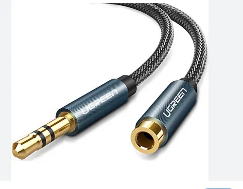 აუდიო/ვიდეო კაბელი UGREEN AV118 (50440), 3.5mm Male to Female,Extension Cable, Black/Gold
