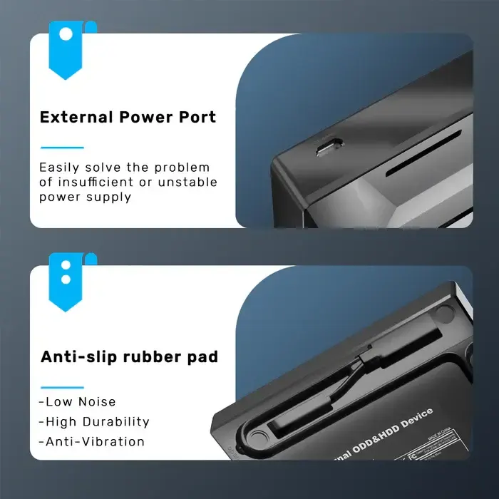 UNITEK, USB Adapter, T1037A01,, 5-in-1 External Optical Drive with USB Hub,SD Card Reader- Up to 5 Gbps; 8x DVDR, 24x CD wri