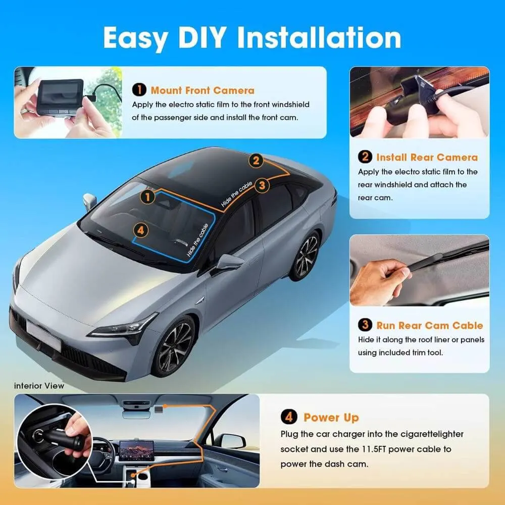 მანქანის ვიდეო რეგისტრატორი DDPAI Z60 2026 4K Dashcam 140°, WIFI GPS, Bluetooth Front and Rear Cam, Car Video Recorder, Black