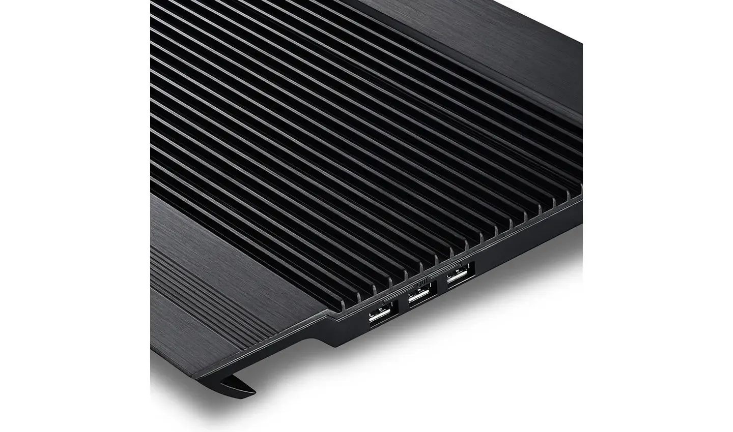 N8 BLACK, DEEPCOOL, Cooler, 17", on/off, 4 port usn HUB, 1000rpm, 140mm Fan x 2, 25.1 db, 94.7 CFM, 380x55x278, aluminum.