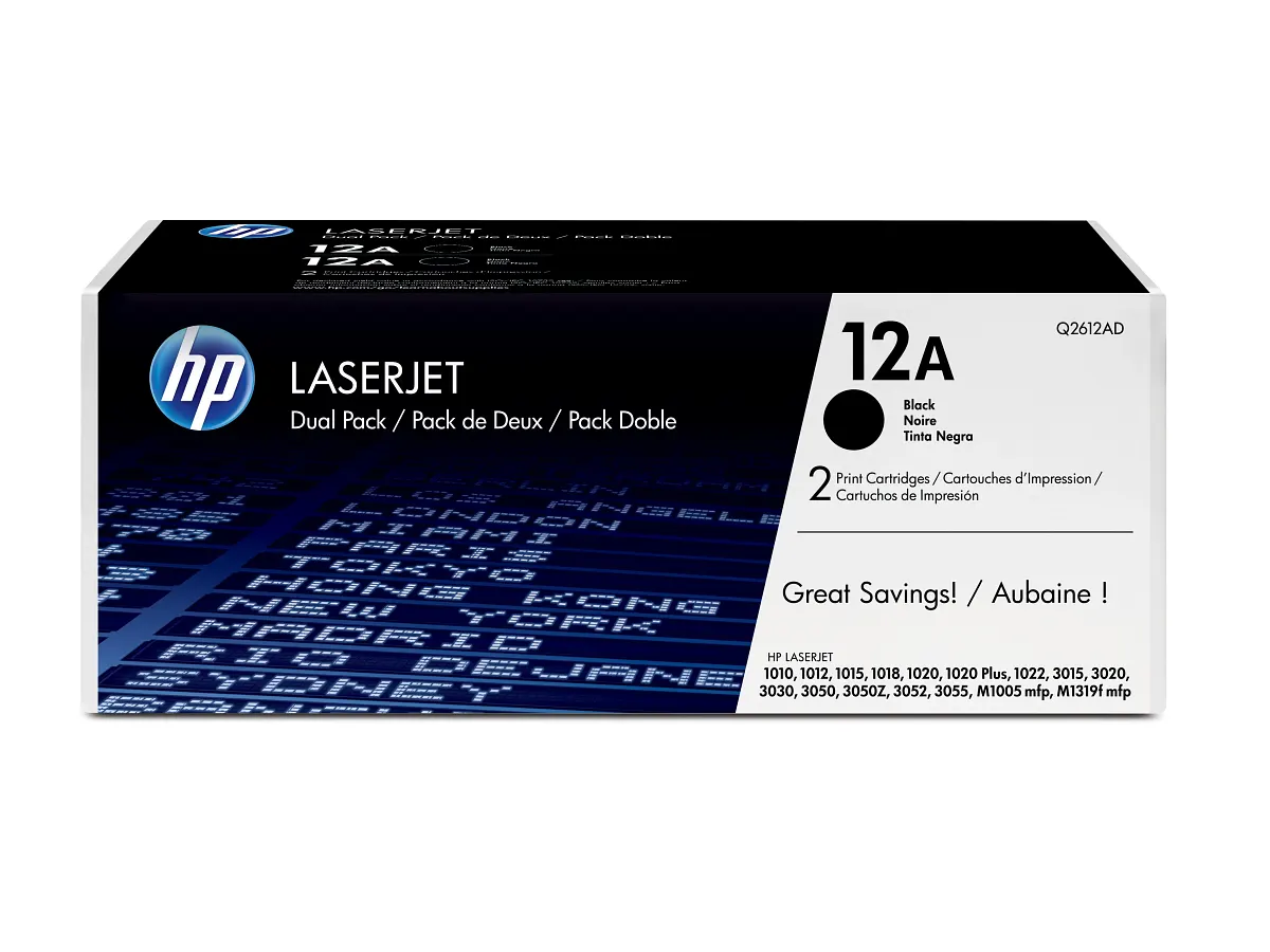 HP 12A 2-pack Black Original LaserJet Toner Cartridges
