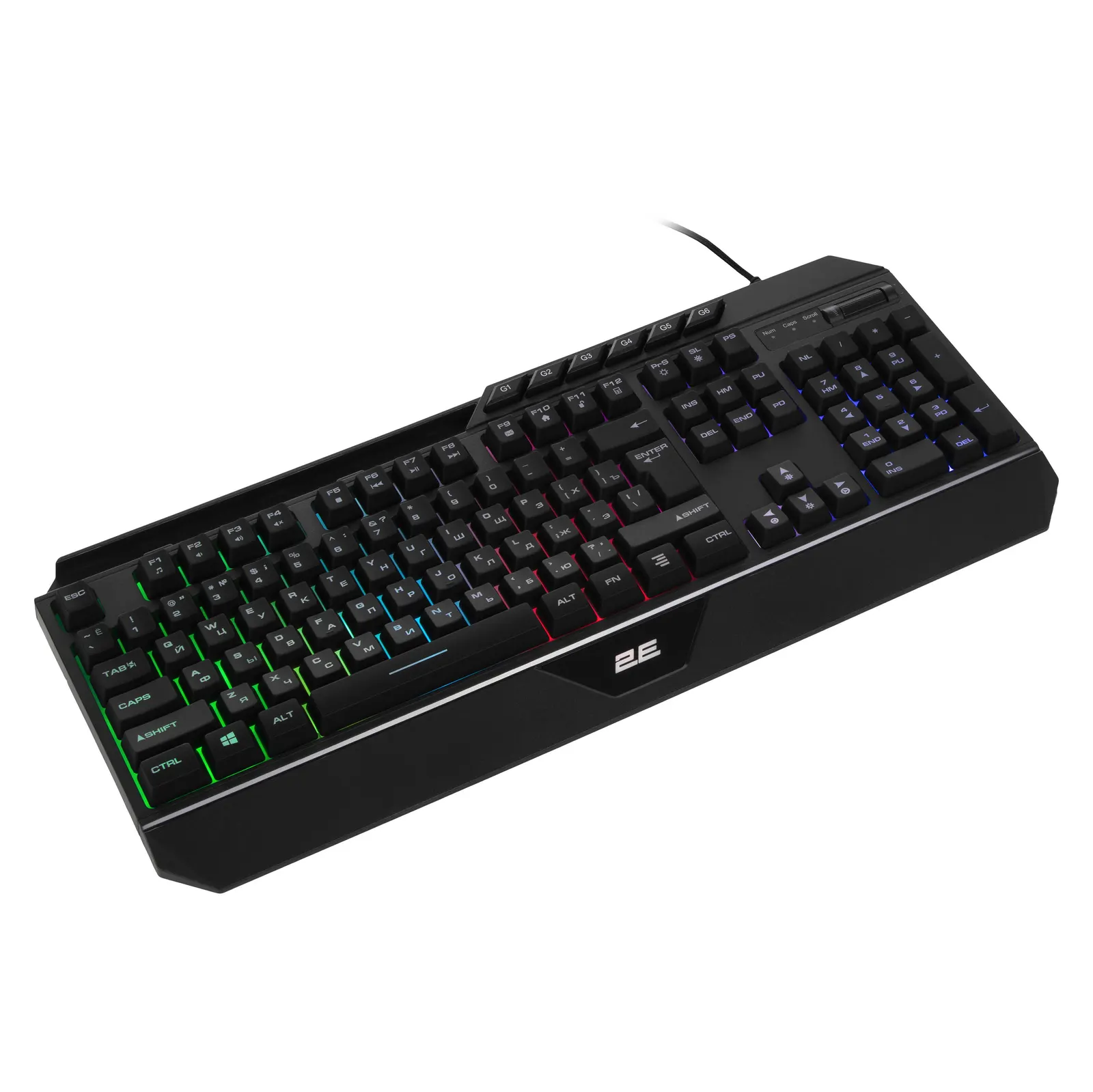 2E GAMING Membrane keyboard KG315 110key, USB-A, EN/RU, RGB, black