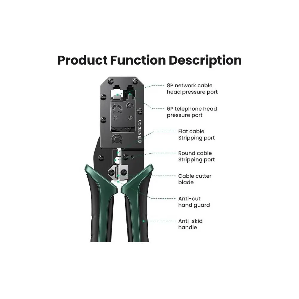 UGREEN NW304 (35971), Crimping Tool, Black/Green